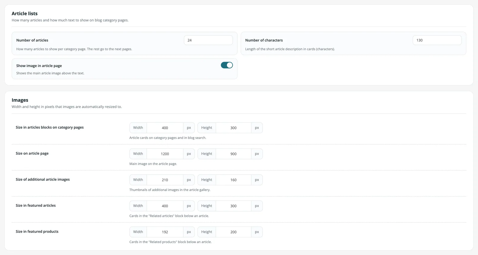 List limits and image sizes