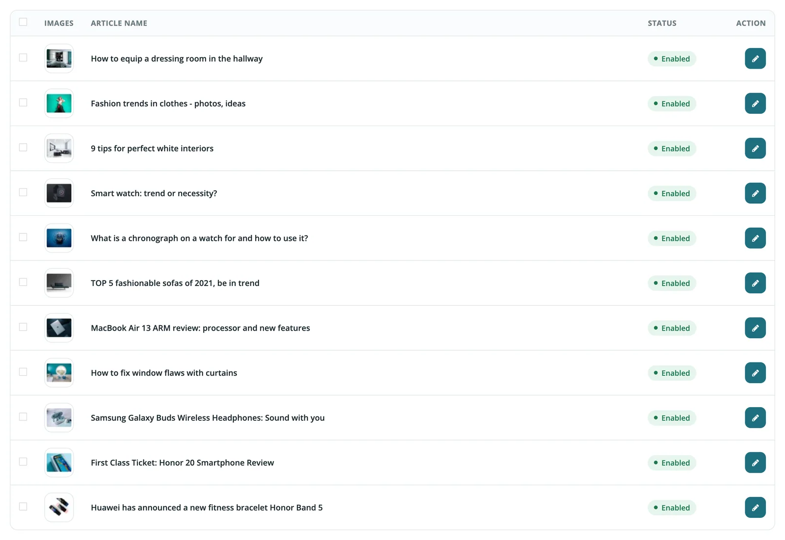 Blog articles list