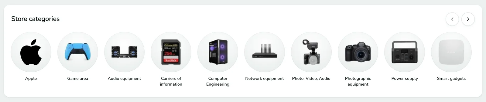 Category Wall on the home page
