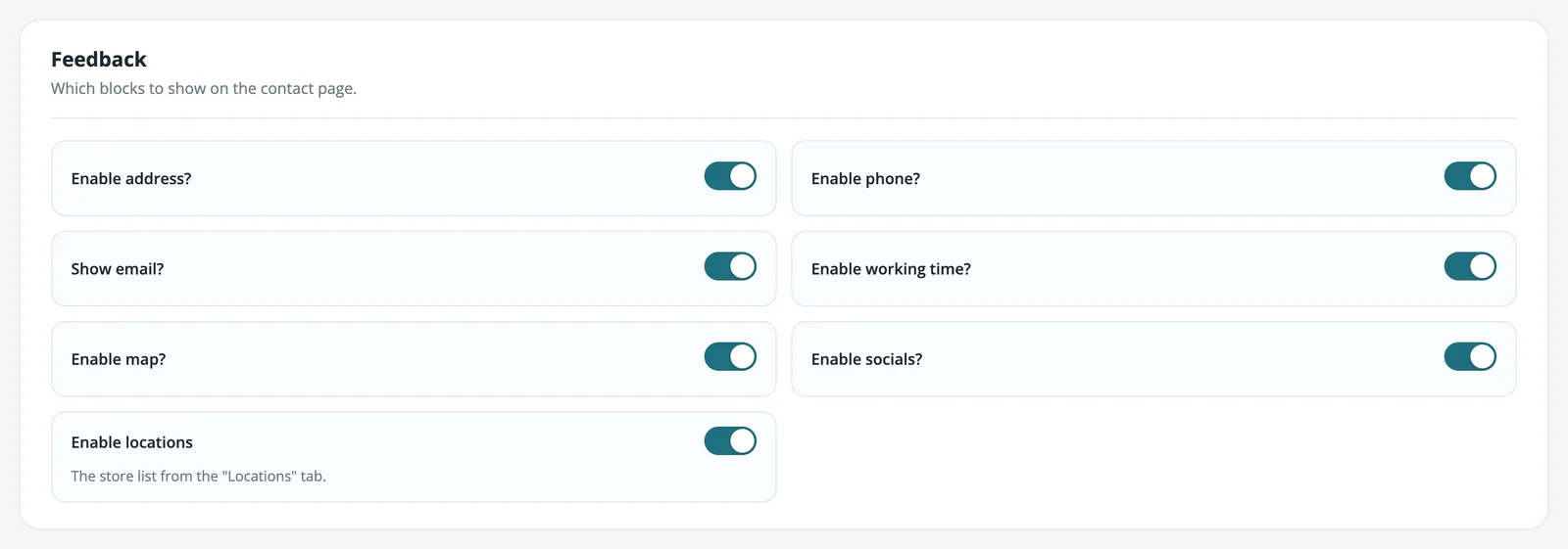 Contact page blocks