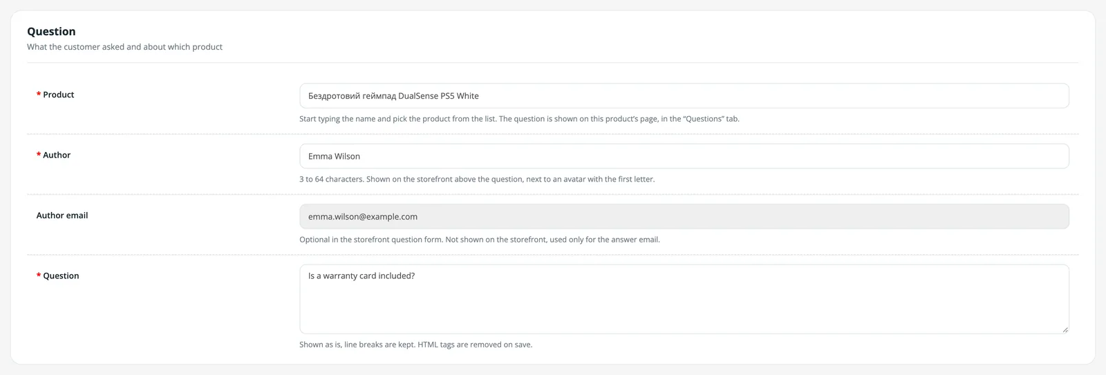 Question form