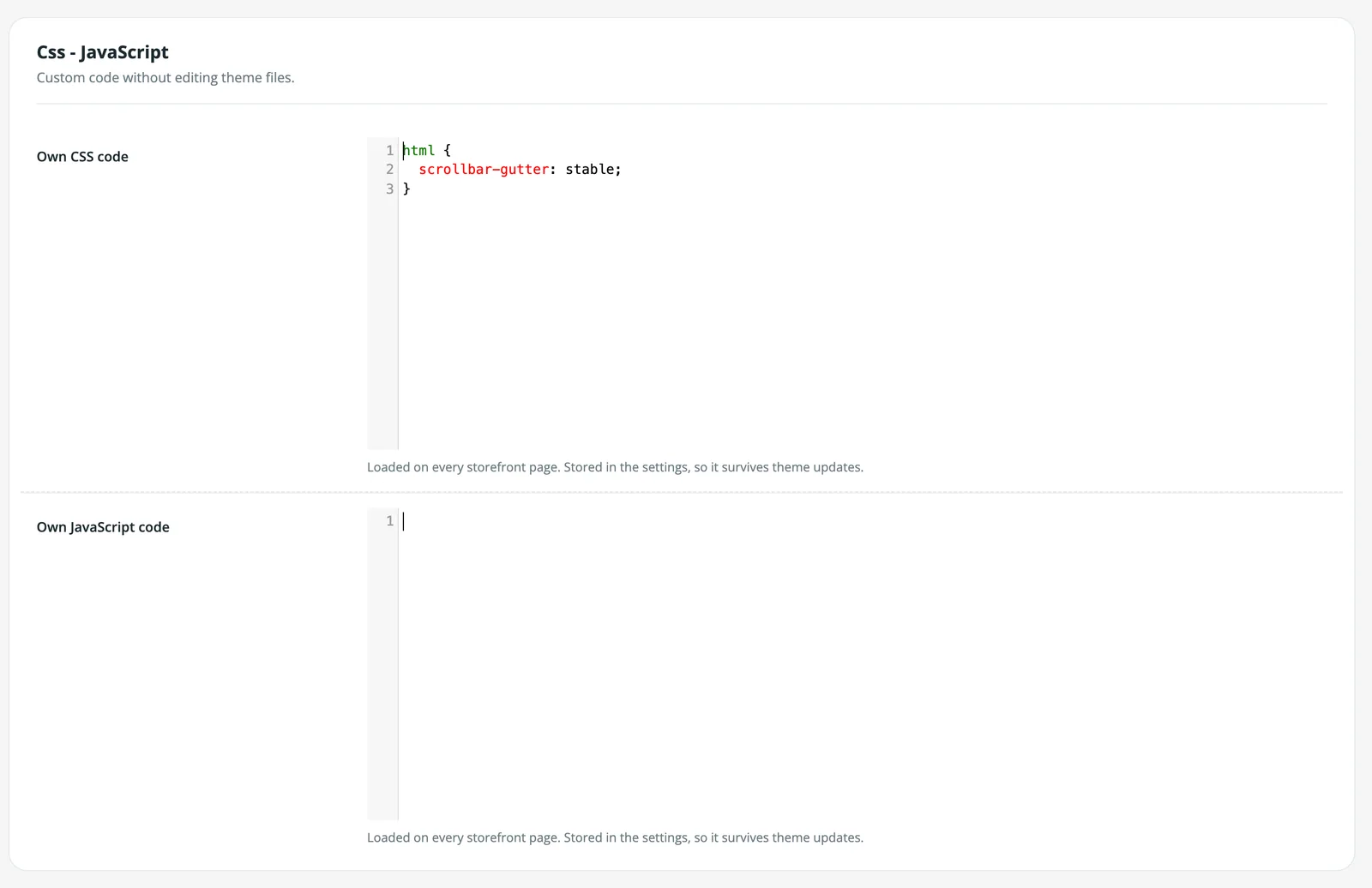 Own CSS and JavaScript