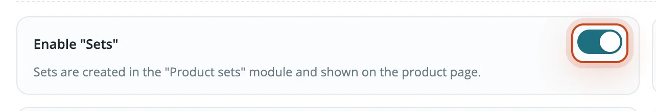 Sets switch in the template settings