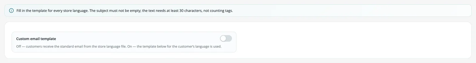 Email template settings