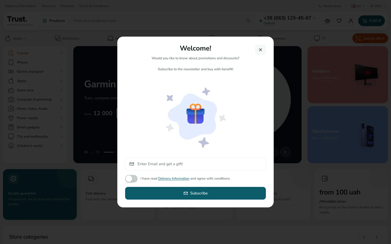 Newsletter subscription popup